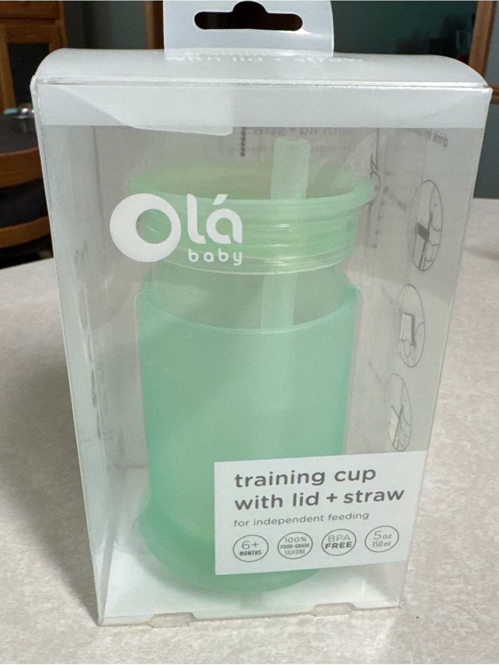 Olá Baby Mint Training Cup with Lid + Straw New in Box